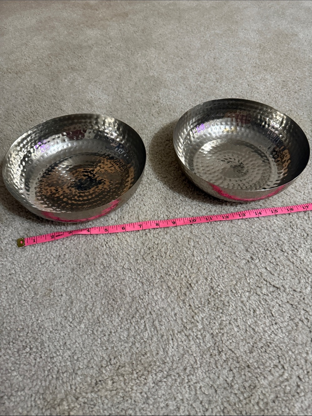 Hammered Metal Decorative Bowls - Silver (Set of 2)